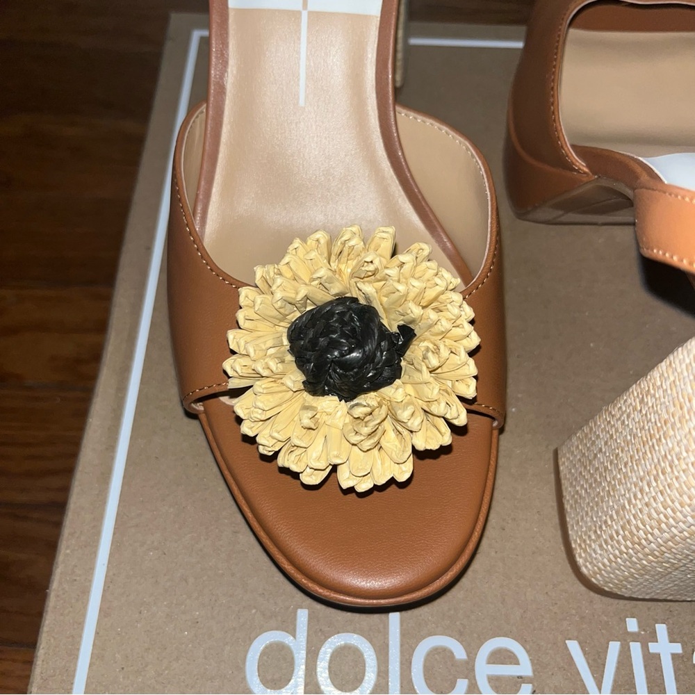Dolce Vita Paulos Platform Sandals Saddle Stella Tan Women’s 10 Floral Accent - Picture 7 of 11